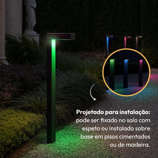 Poste Balizador Led Jardim 10w Rgb Bivolt Ip65 Preto Alut