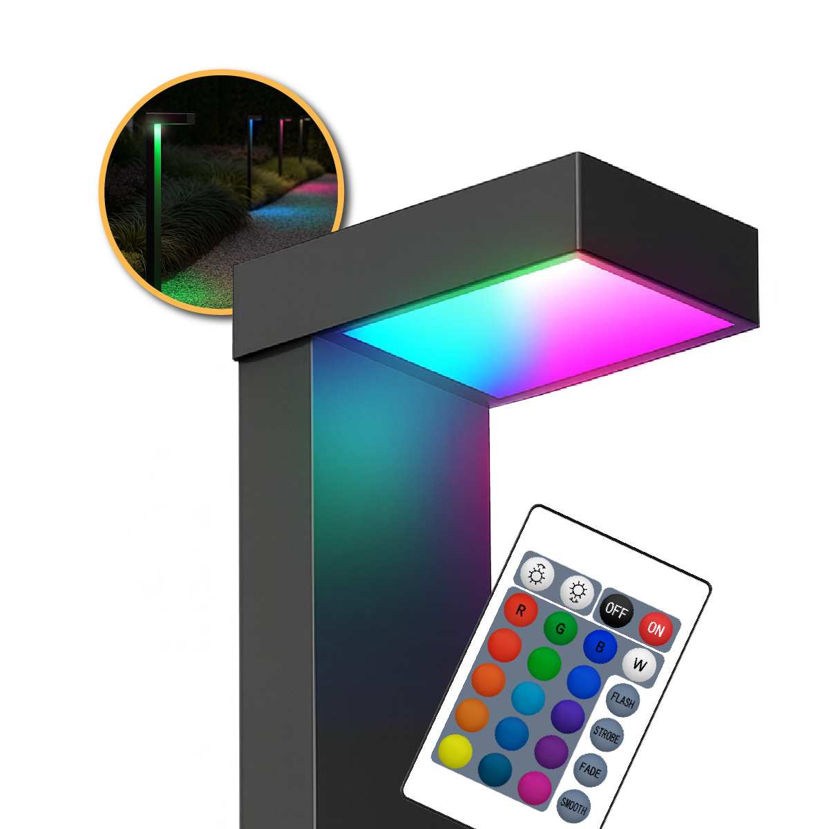 Poste Balizador Led Jardim 10w Rgb Bivolt Ip65 Preto Alut