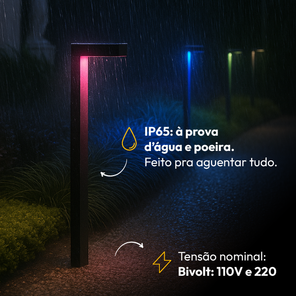 Poste Balizador Led Jardim 10w Rgb Bivolt Ip65 Preto Alut