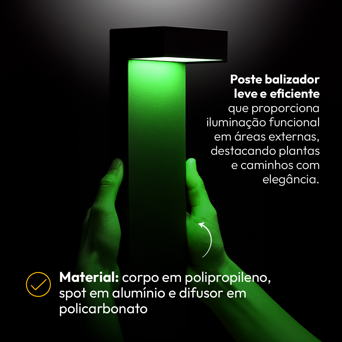 Poste Balizador Led Jardim 10w Verde Bivolt Ip65 Preto Alut