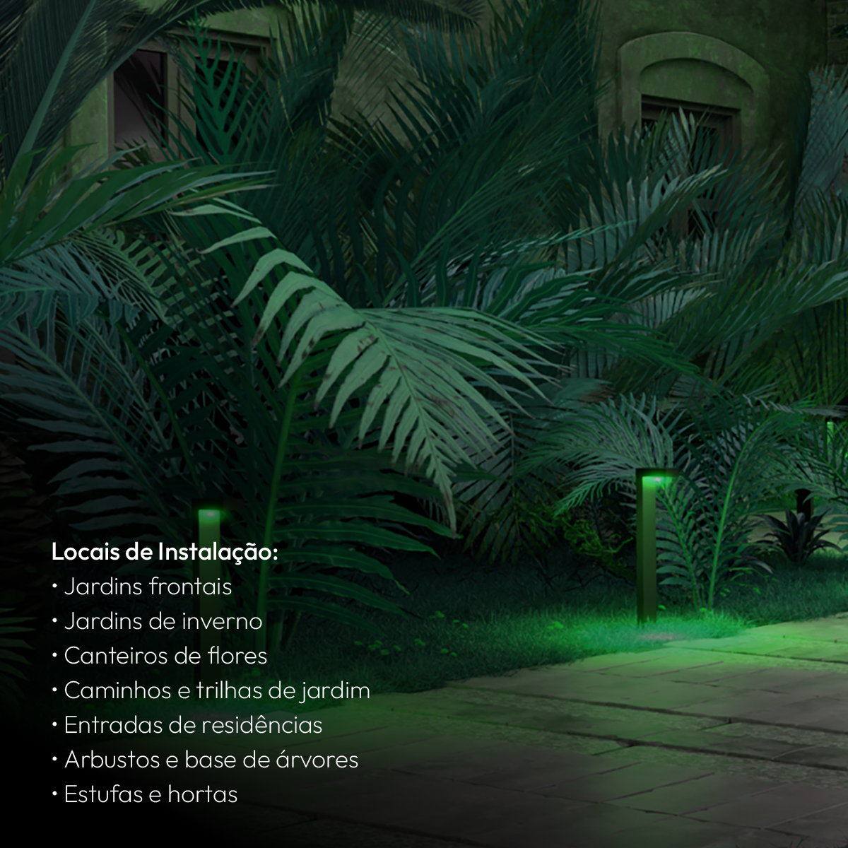 Poste Balizador Led Jardim 10w Verde Bivolt Ip65 Preto Alut