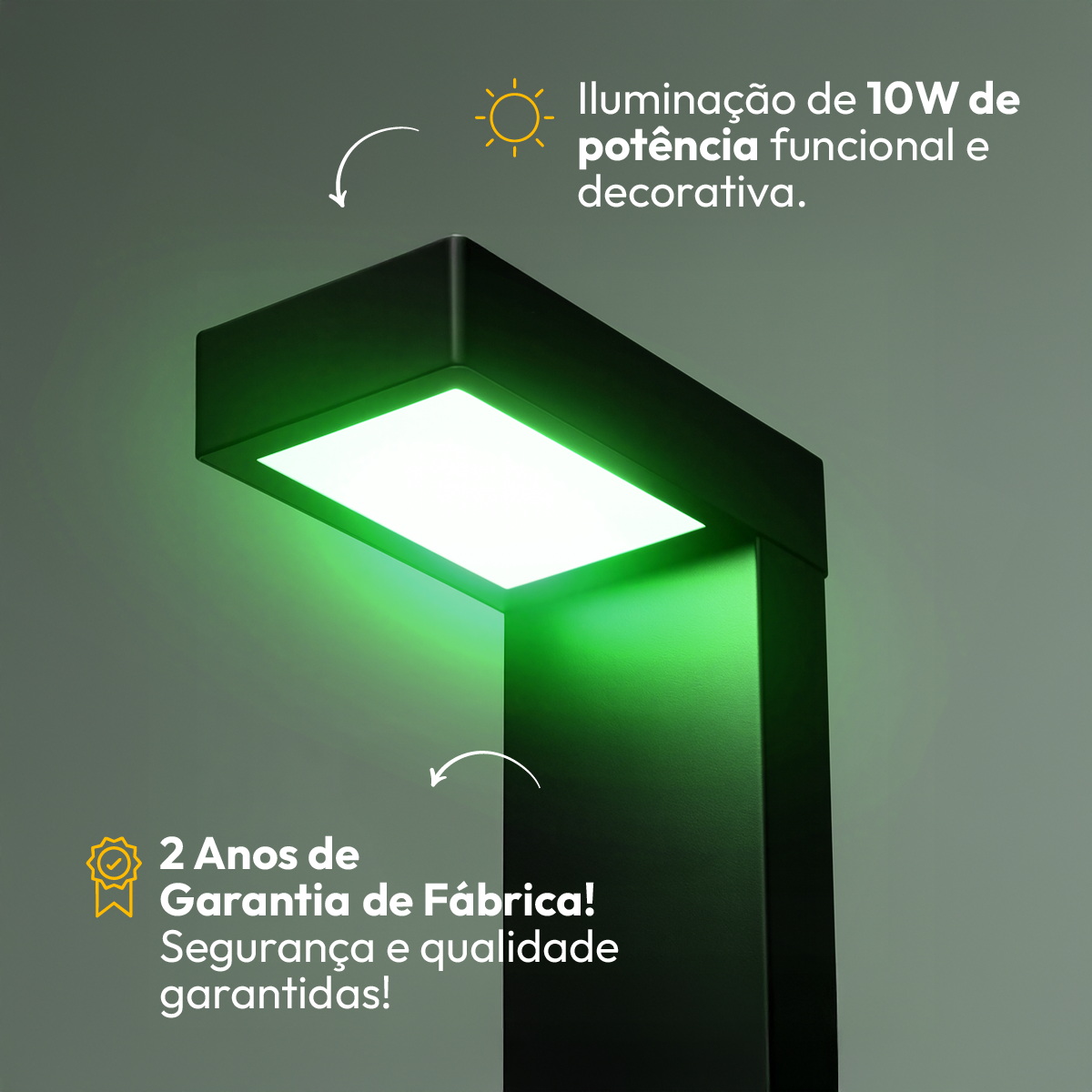 Poste Balizador Led Jardim 10w Verde Bivolt Ip65 Preto Alut