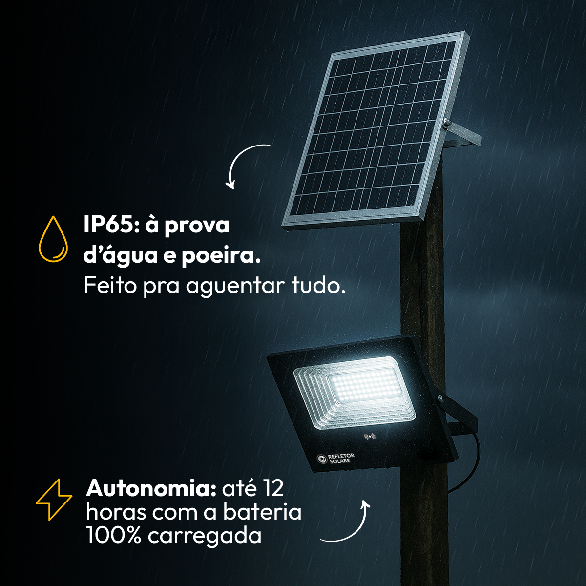 Refletor Placa Solar Led Com Sensor 40w 6500k Branco Frio Alut