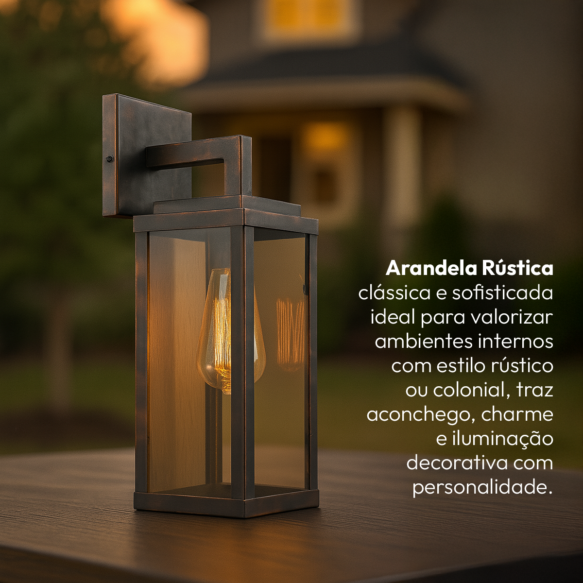 Arandela Led Rustica Colonial Retro Para Parede Muro Externa Ouro Velho Alut
