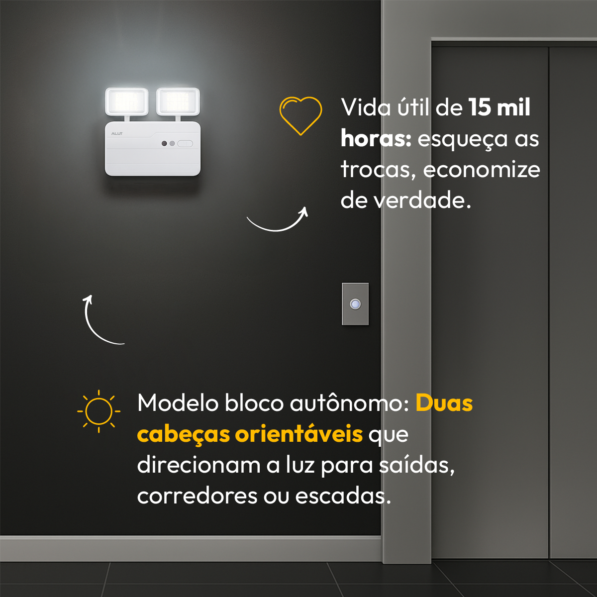 Luz Led Emergência Bloco Safelight 12w 2200lm 6000k Alut