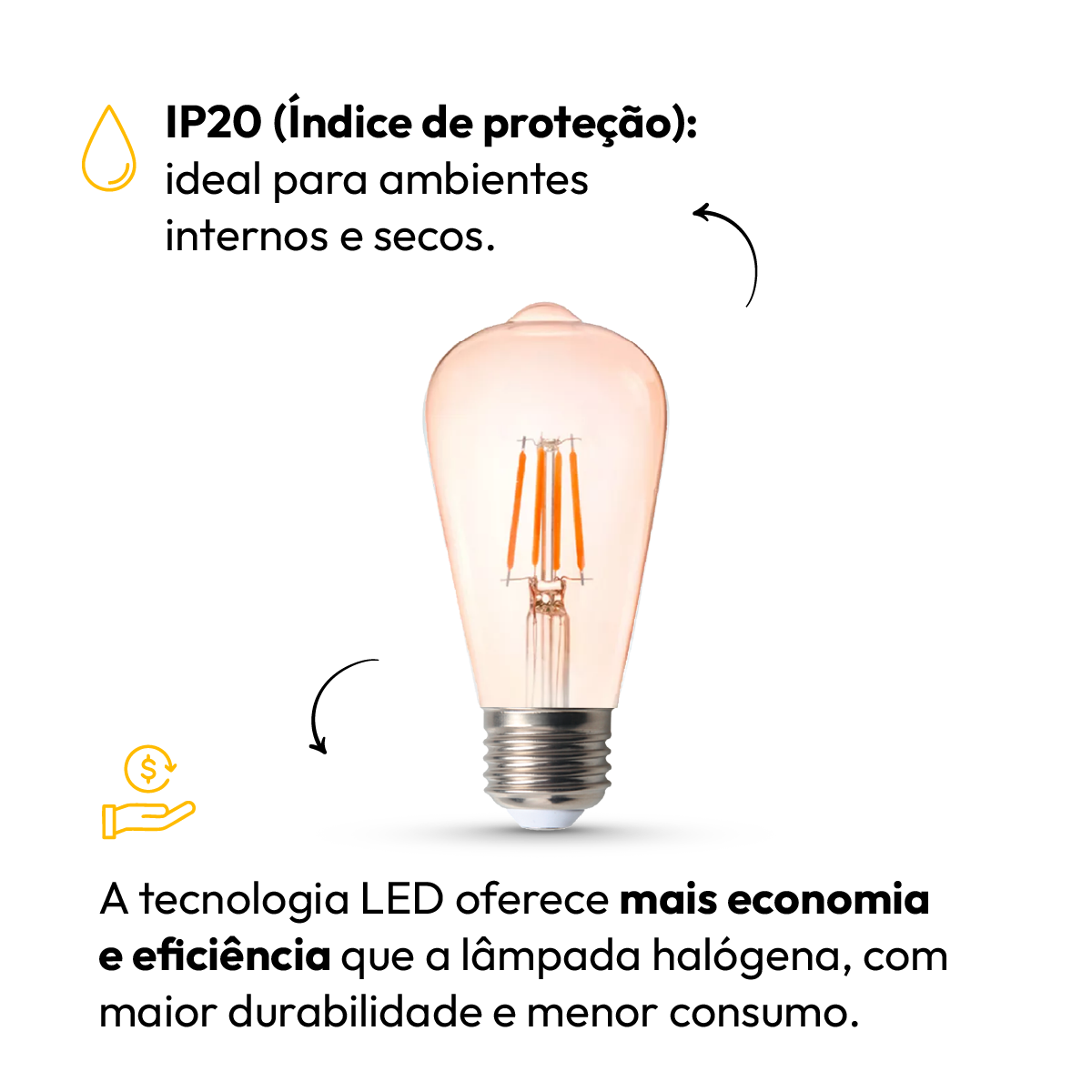 Lâmpada Led Retro Easy ST64 Clear 4w 2400k E27 Alut