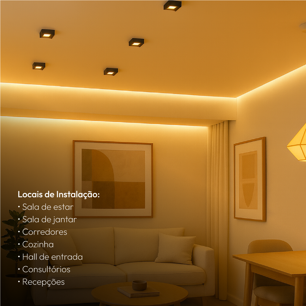 Spot Beiral Led Incluso 3000k Branco Quente Quadrado Preto Alut