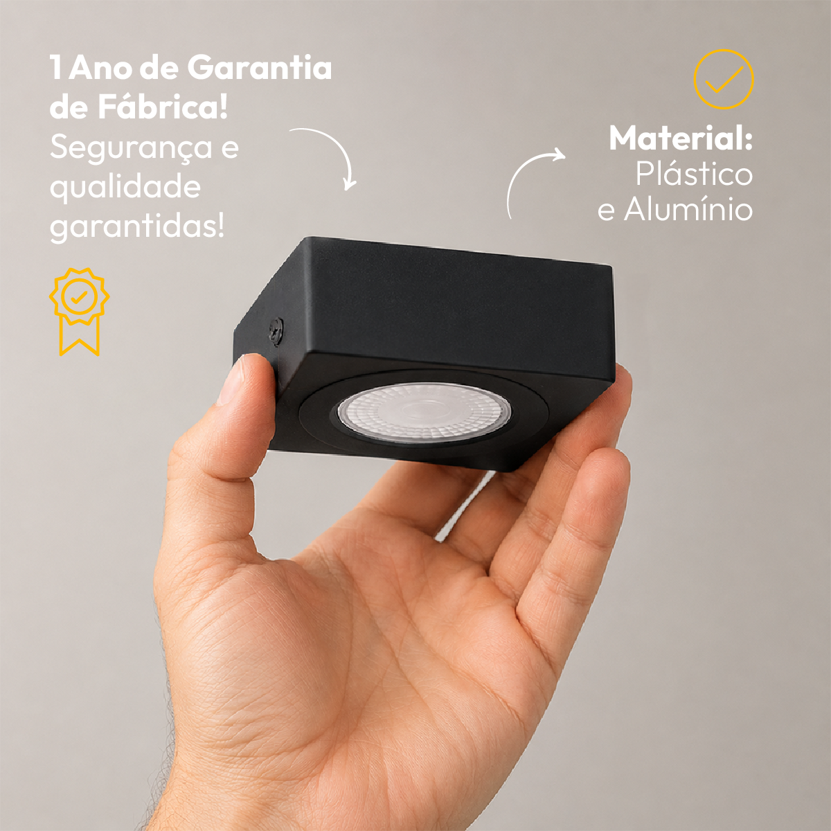 Spot Beiral Led Incluso 6500k Branco Frio Quadrado Preto Alut