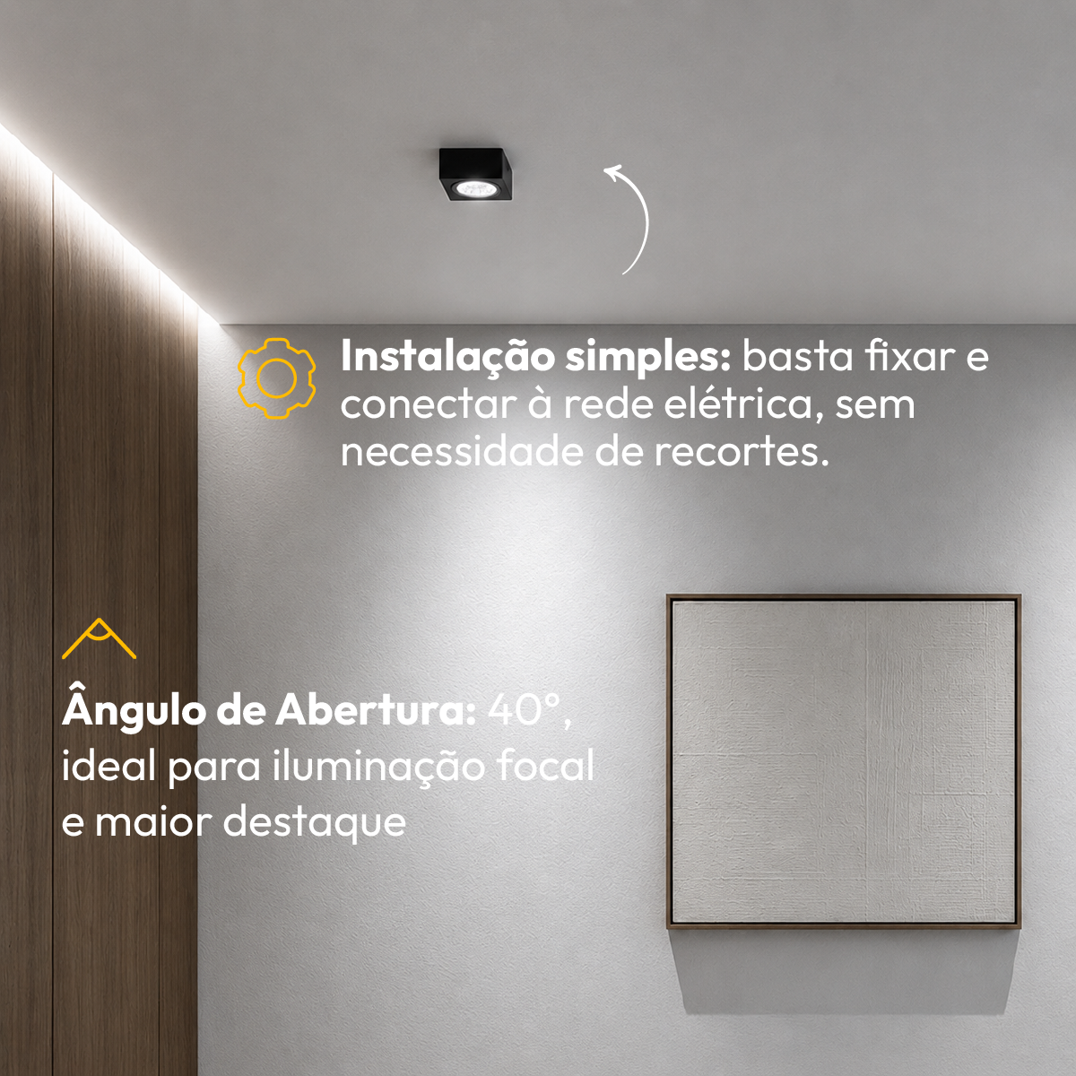 Spot Beiral Led Incluso 6500k Branco Frio Quadrado Preto Alut