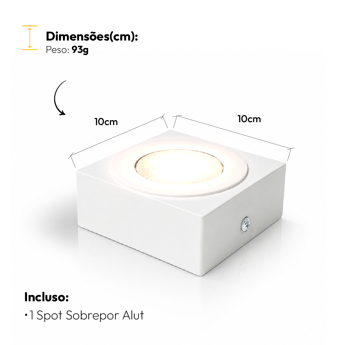 Spot Beiral Led Incluso 3000k Branco Quente Quadrado Branco Alut