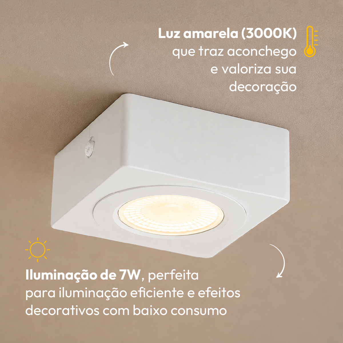 Spot Beiral Led Incluso 3000k Branco Quente Quadrado Branco Alut