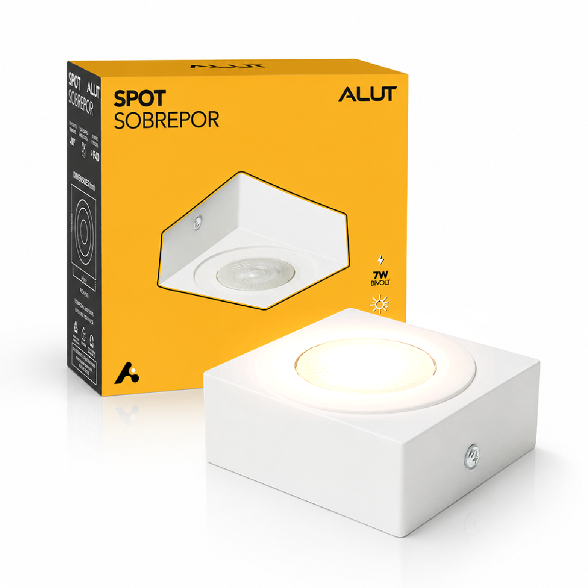 Spot Beiral Led Incluso 3000k Branco Quente Quadrado Branco Alut