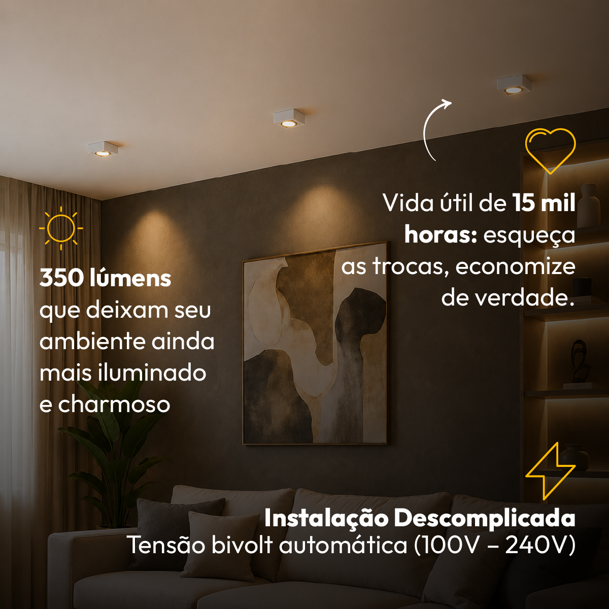 Spot Beiral Led Incluso 3000k Branco Quente Quadrado Branco Alut