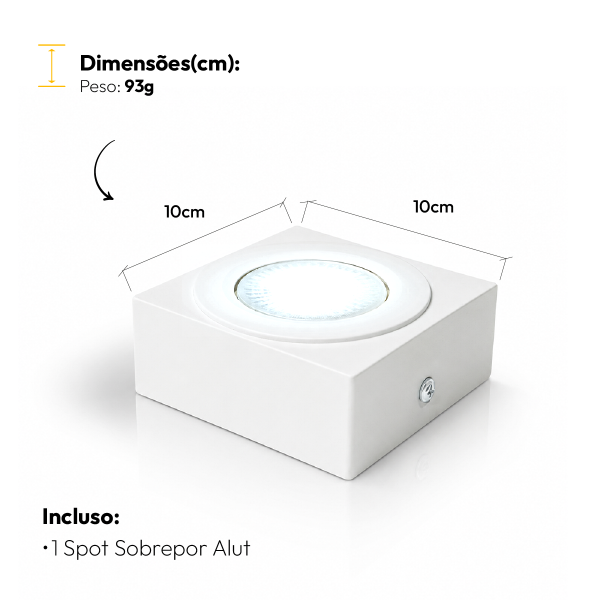 Spot Beiral Led Incluso 6500k Branco Frio Quadrado Branco Alut