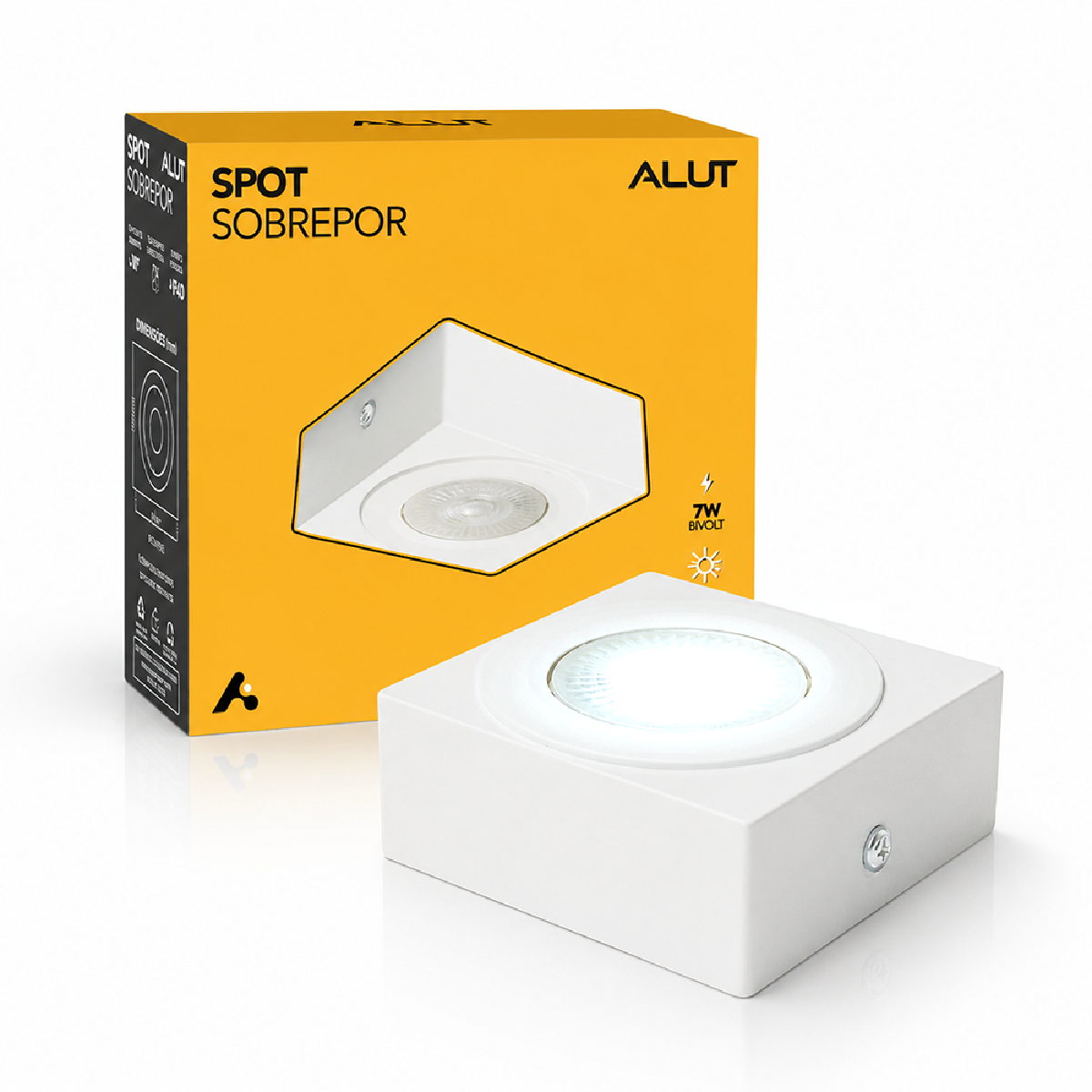 Spot Beiral Led Incluso 6500k Branco Frio Quadrado Branco Alut