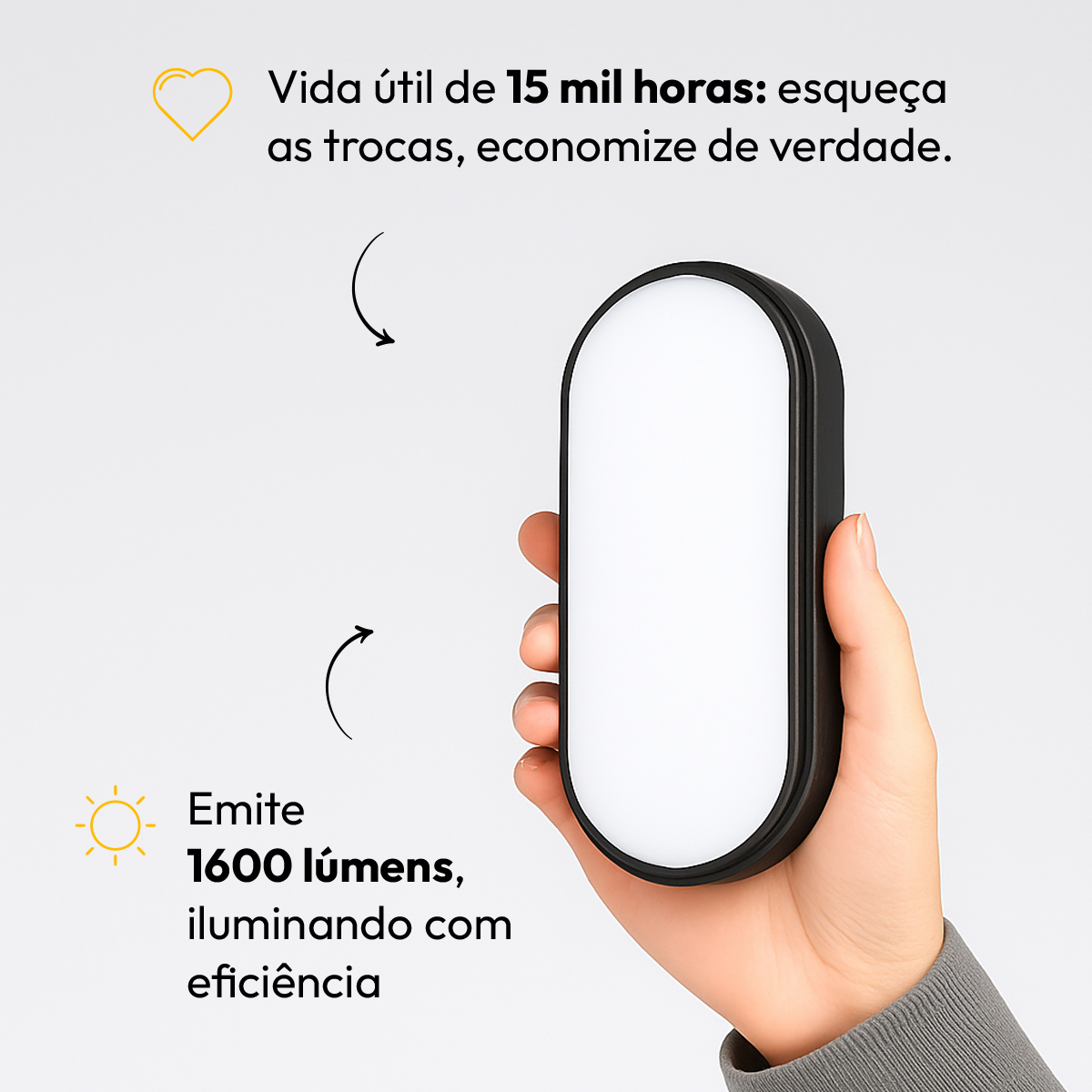 Arandela Led Tartaruga 20w 6500k Branco Frio IP65 Bivolt Preto Alut