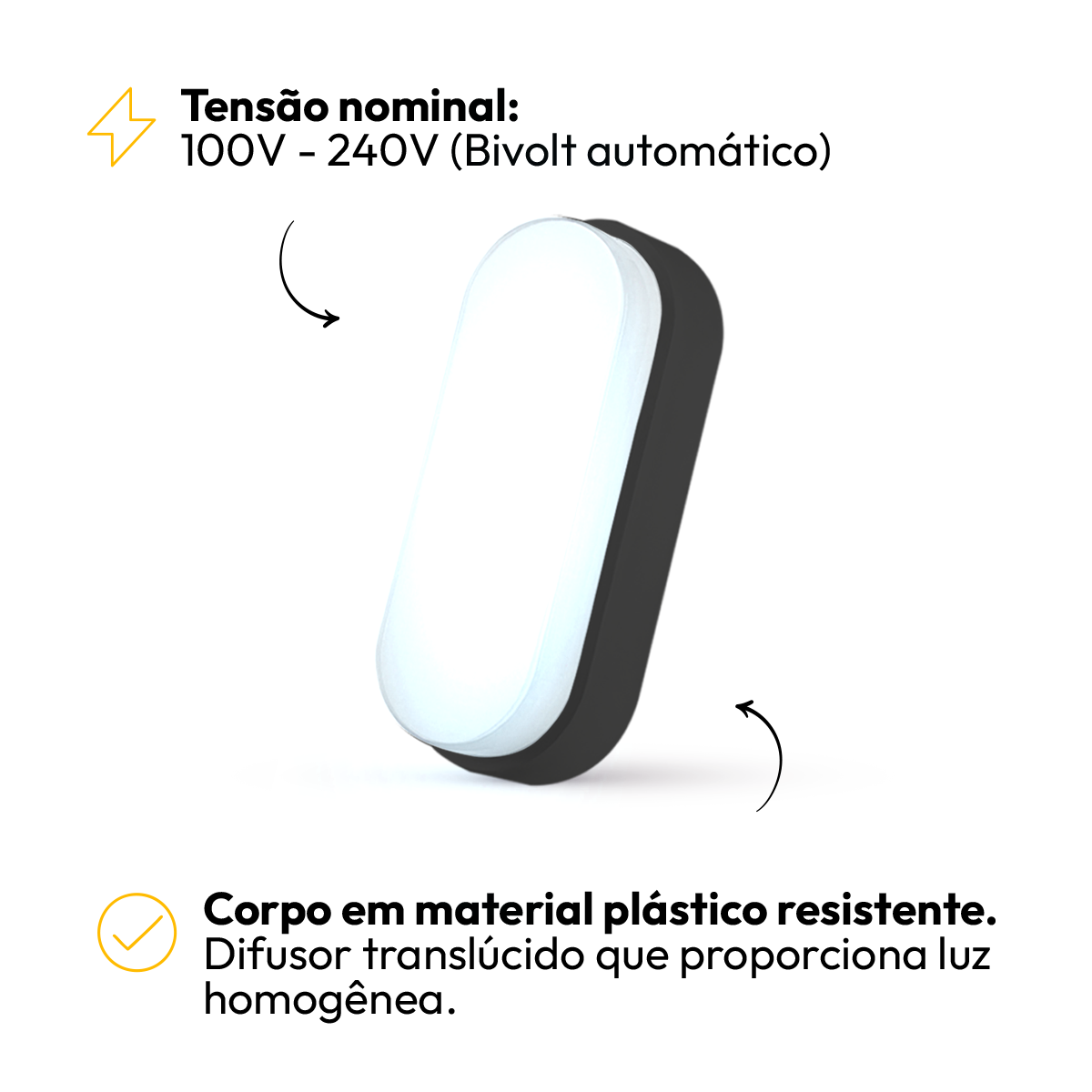 Arandela Led Tartaruga 20w 6500k Branco Frio IP65 Bivolt Preto Alut