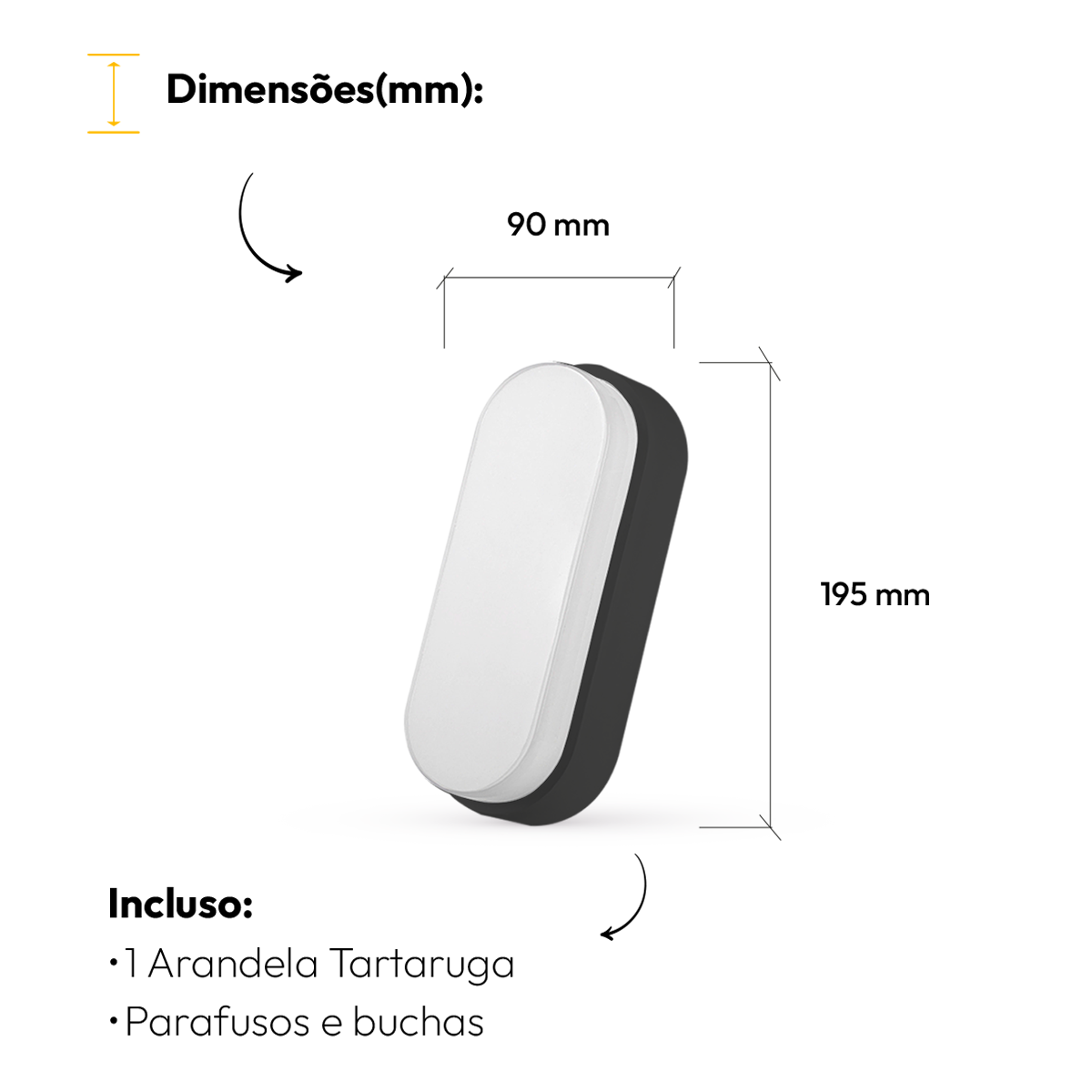 Arandela Led Tartaruga 20w 6500k Branco Frio IP65 Bivolt Preto Alut