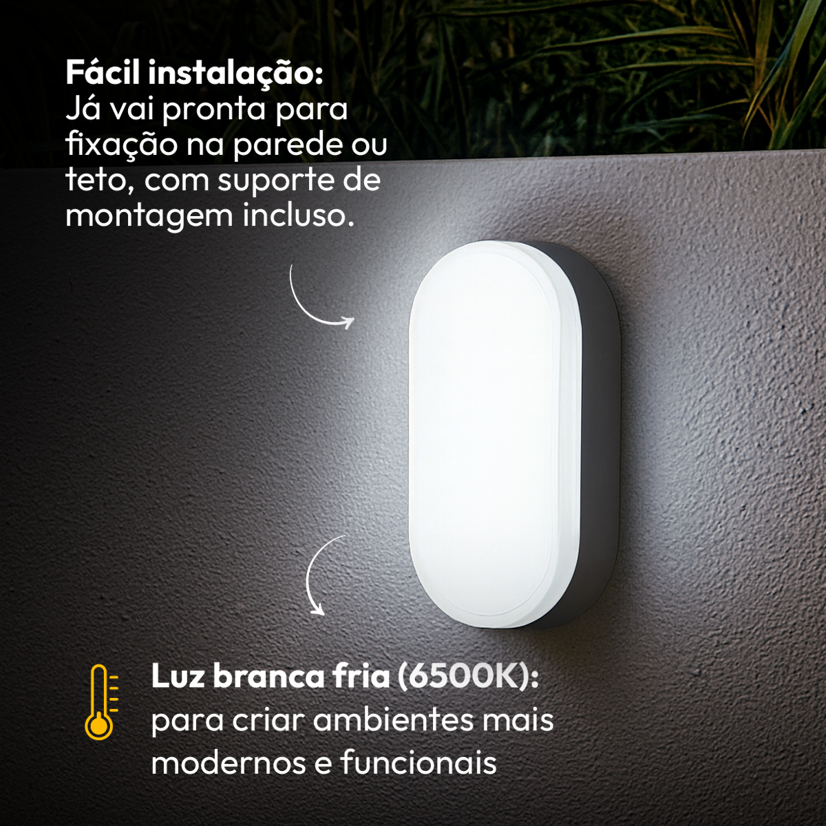 Arandela Led Tartaruga 20w 6500k Branco Frio IP65 Bivolt Preto Alut