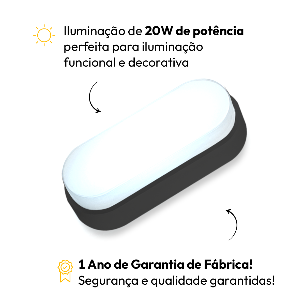 Arandela Led Tartaruga 20w 6500k Branco Frio IP65 Bivolt Preto Alut