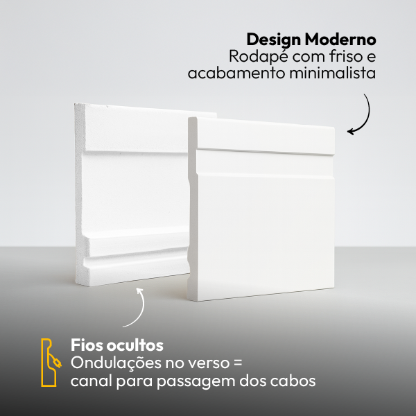 5 Barras 2m Rodapé Friso Moldura 200x10cm Branco Alut