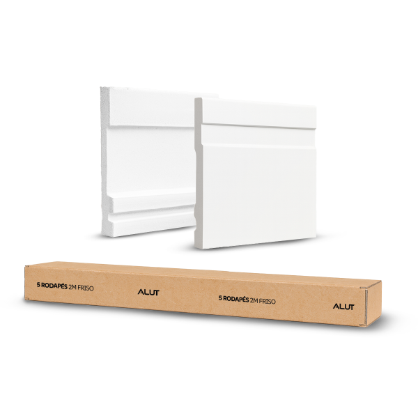 5 Barras 2m Rodapé Friso Moldura 200x10cm Branco Alut
