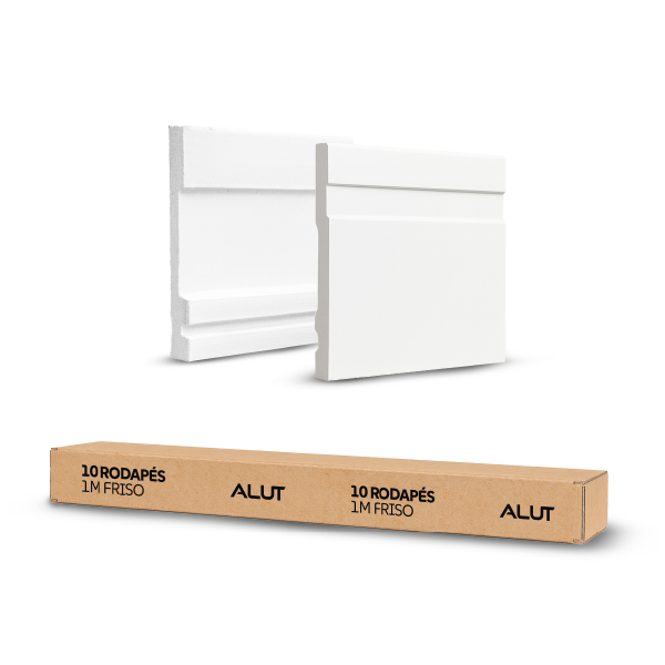 10 Barras 1m Rodapé Friso Moldura 100x10cm Branco Alut