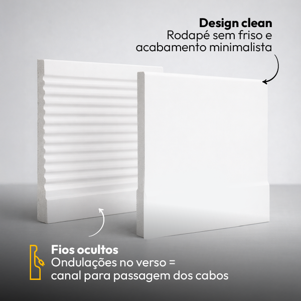 10 Barras 1m Rodapé Liso Friso Moldura 100x7cm Branco Alut