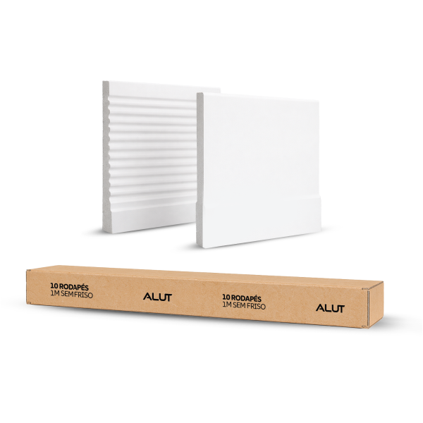 10 Barras 1m Rodapé Liso Friso Moldura 100x7cm Branco Alut
