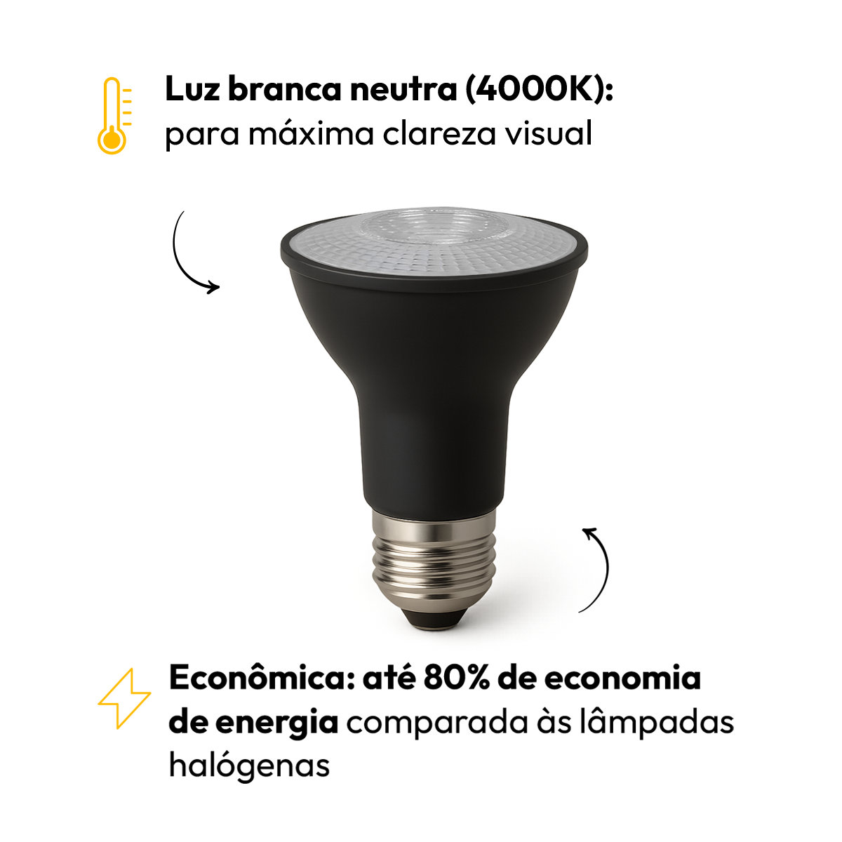 Lâmpada Led Par20 7w E27 4000k Branco Neutro Bivolt Preto Alut
