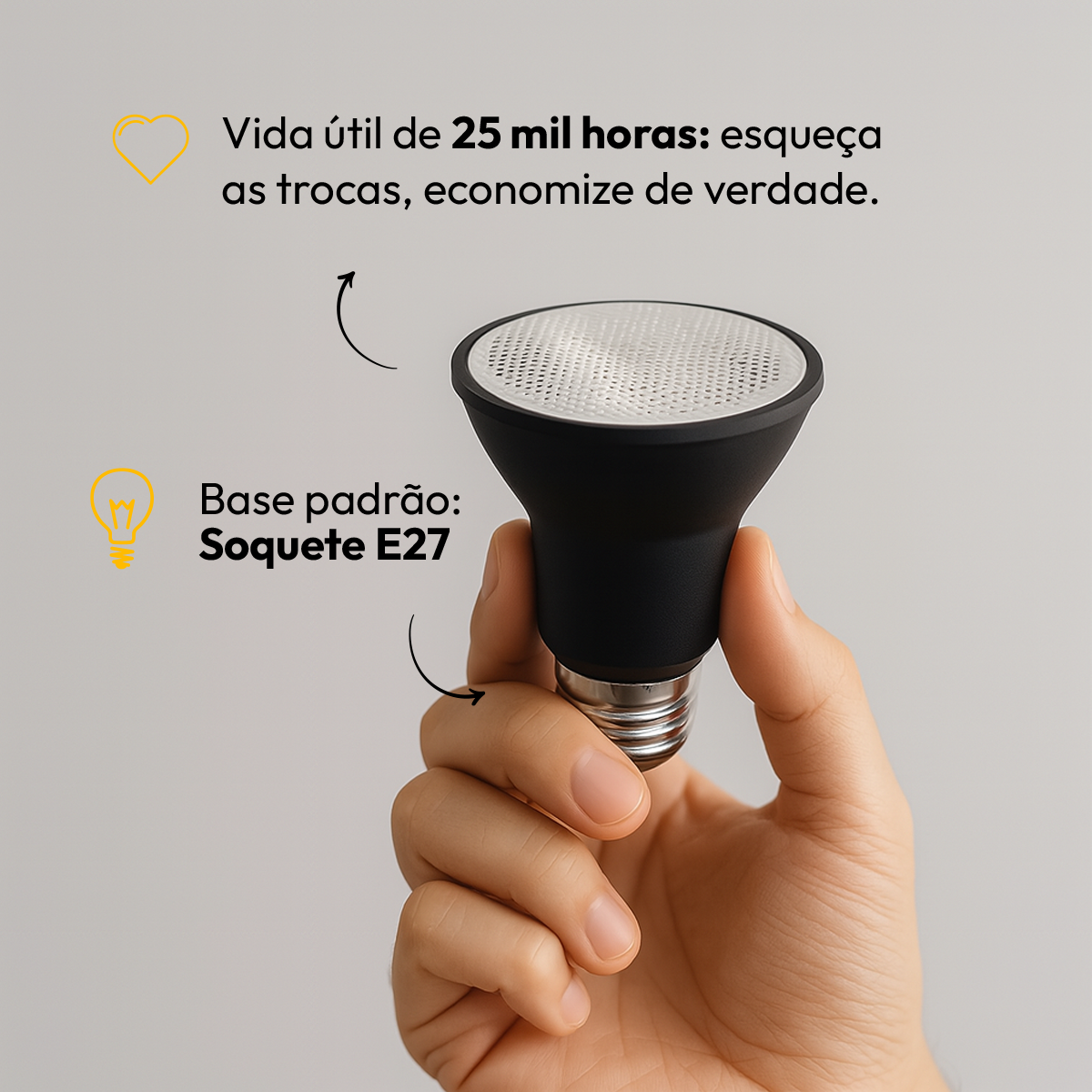 Lâmpada Led Par20 7w E27 4000k Branco Neutro Bivolt Preto Alut