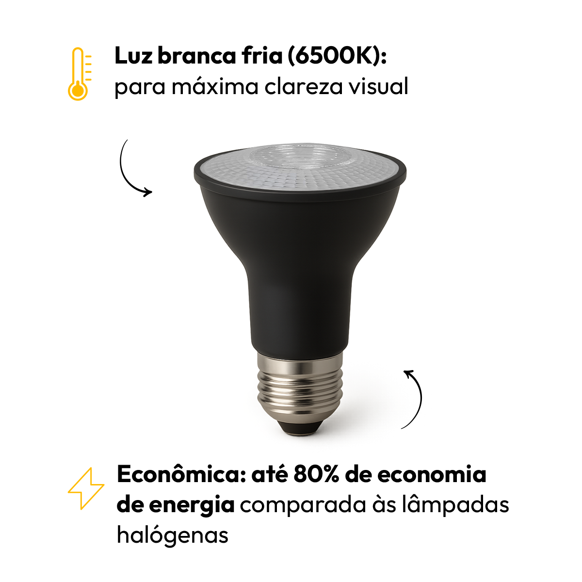 Lâmpada Led Par20 7w E27 6500k Bivolt Preto Alut