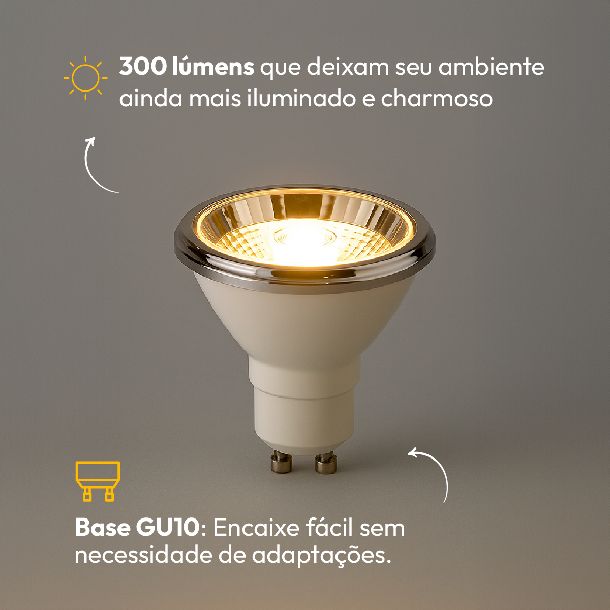 Lâmpada Led Ar70 Gu10 4.8w 2700k Bivolt Alut