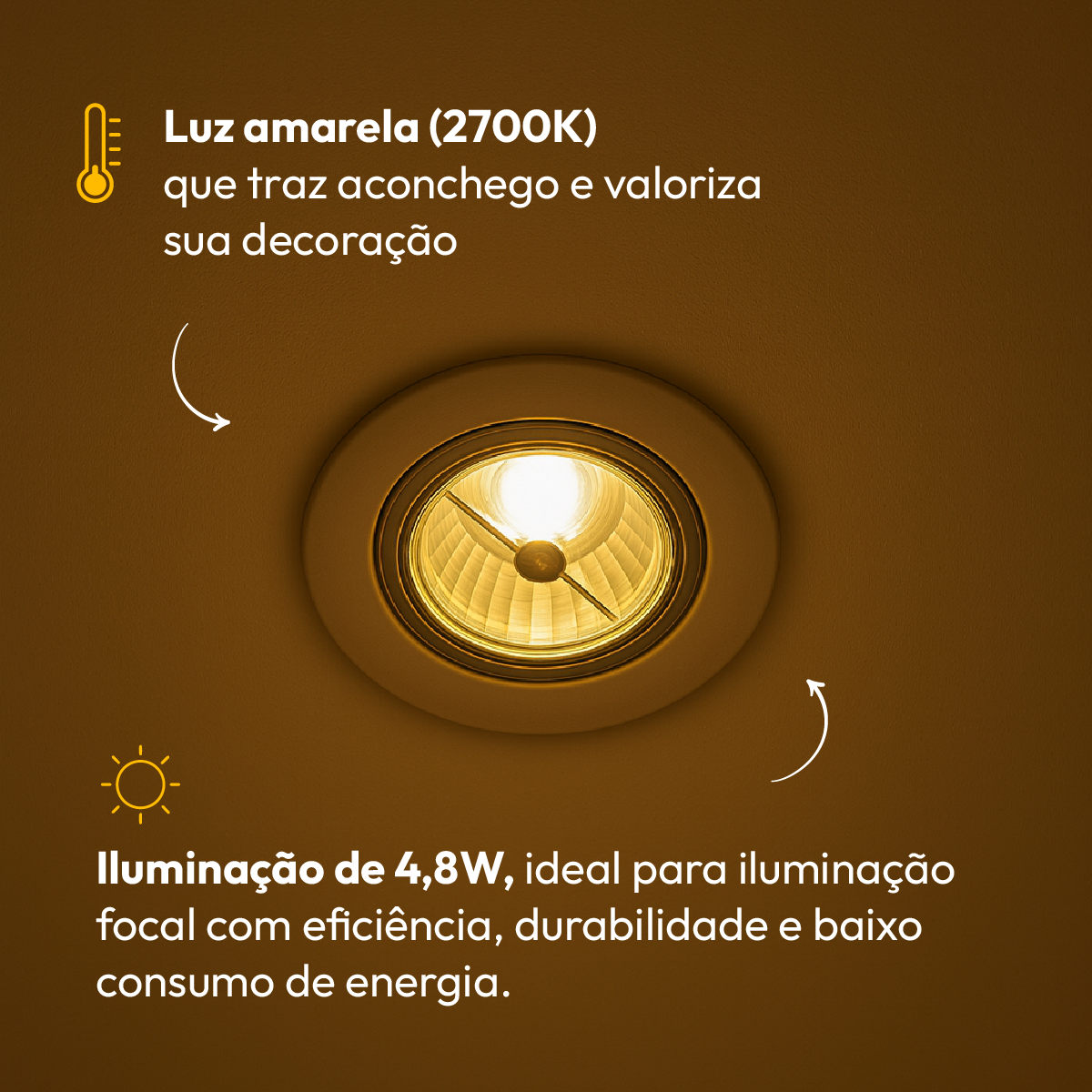 Lâmpada Led Ar70 Gu10 4.8w 2700k Bivolt Alut