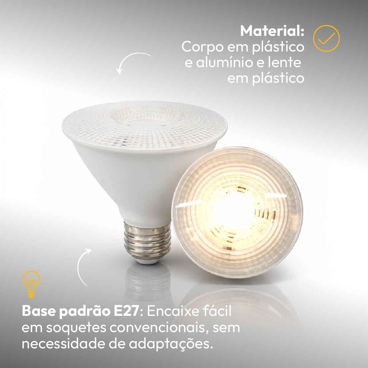 Lâmpada Led Par30 11w 3000k Branco Quente E27 Branco Alut