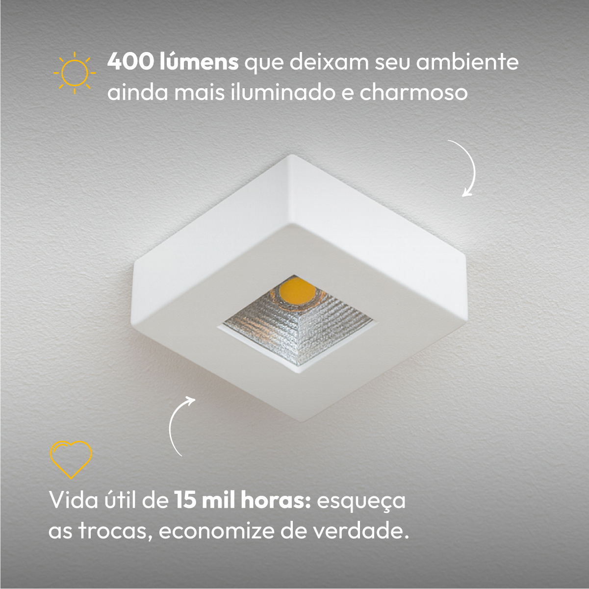 Spot Led Beiral 5w 3000k Branco Quente 7.5Cm Quadrado Branco Alut