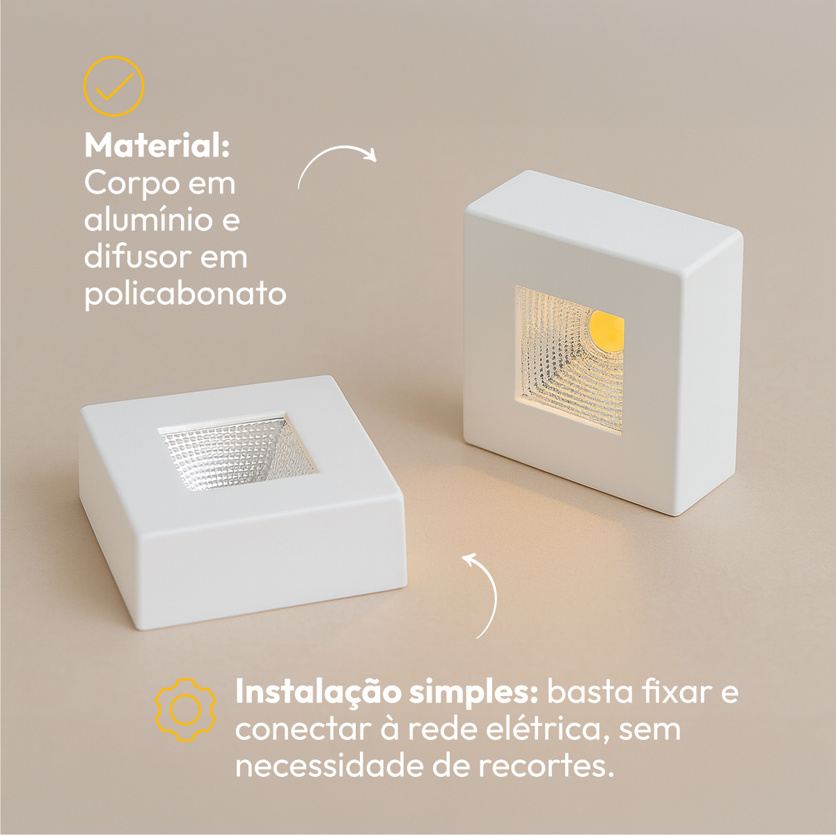 Spot Led Beiral 5w 3000k Branco Quente 7.5Cm Quadrado Branco Alut
