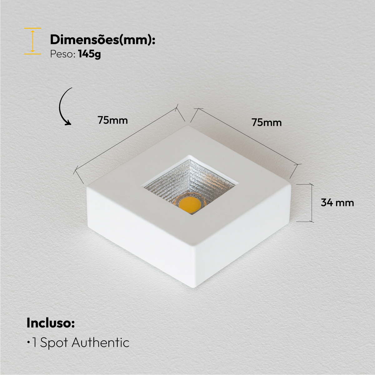 Spot Led Beiral 5w 3000k Branco Quente 7.5Cm Quadrado Branco Alut
