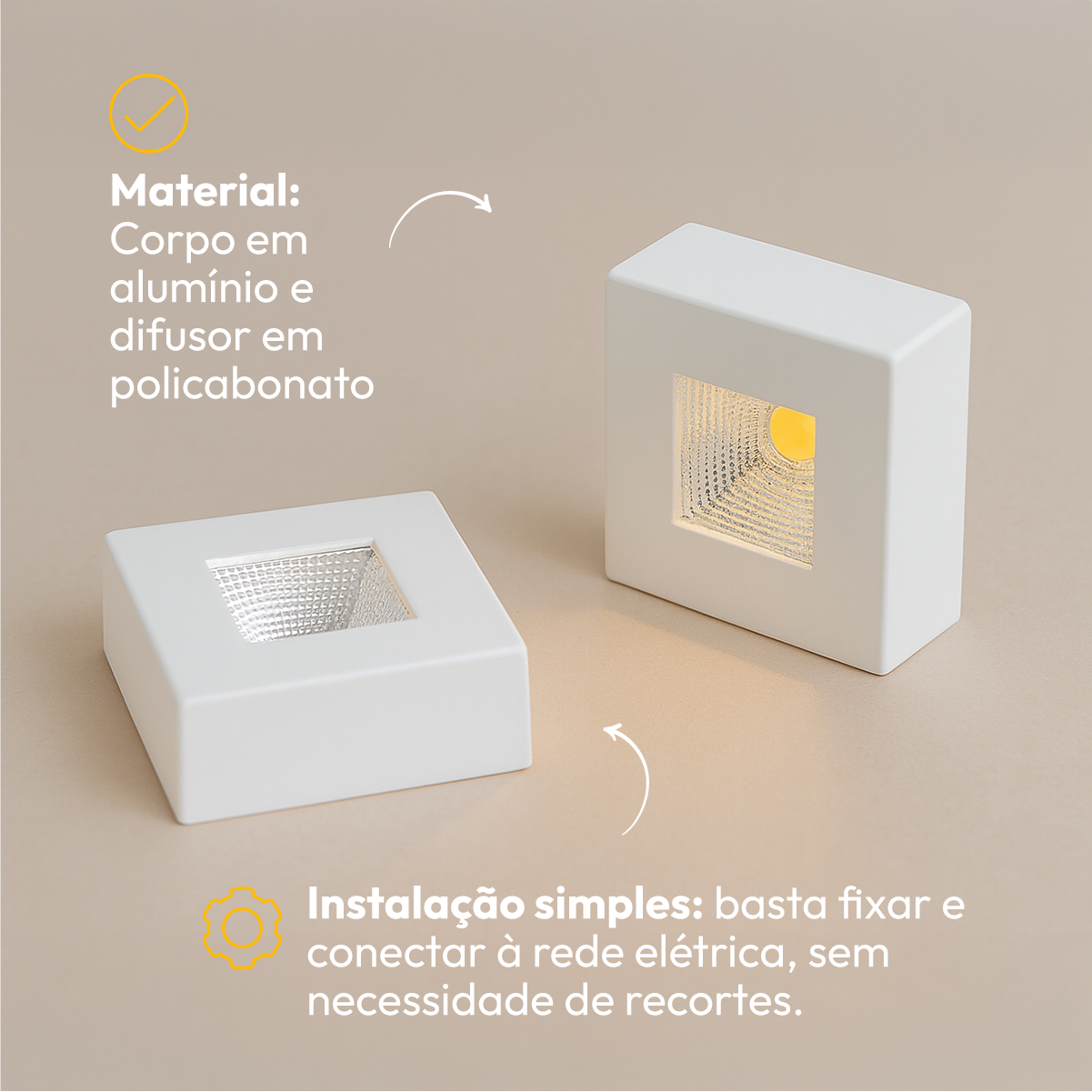 Spot Led Beiral 5w 4000k 7.5Cm Quadrado Branco Alut