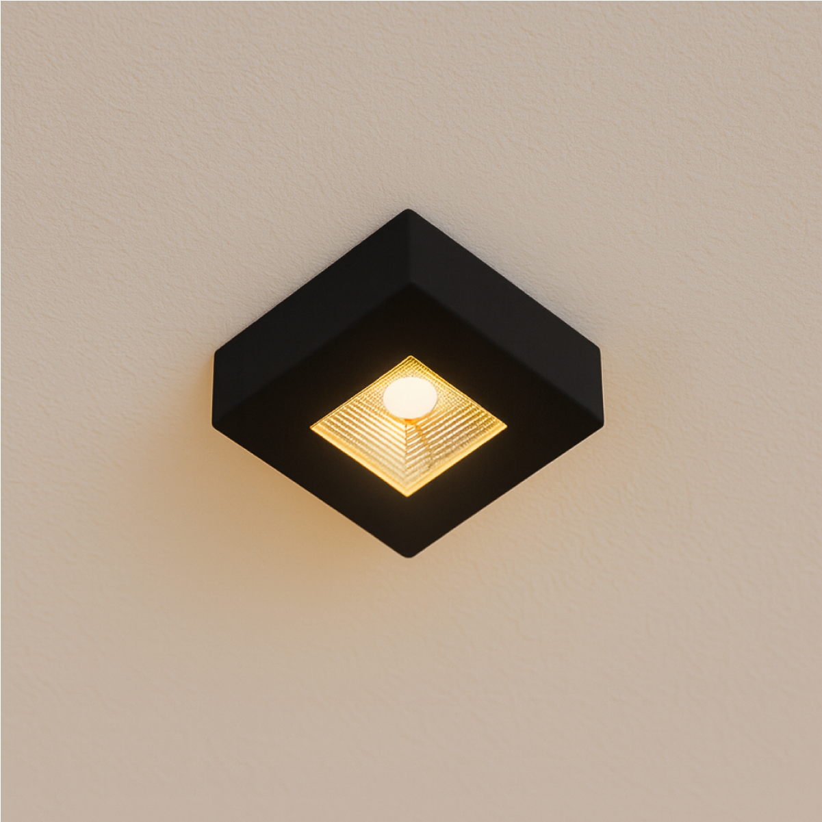 Spot Led Beiral de teto 5w 3000k Branco Quente 7.5cm Bivolt Quadrado Preto Alut