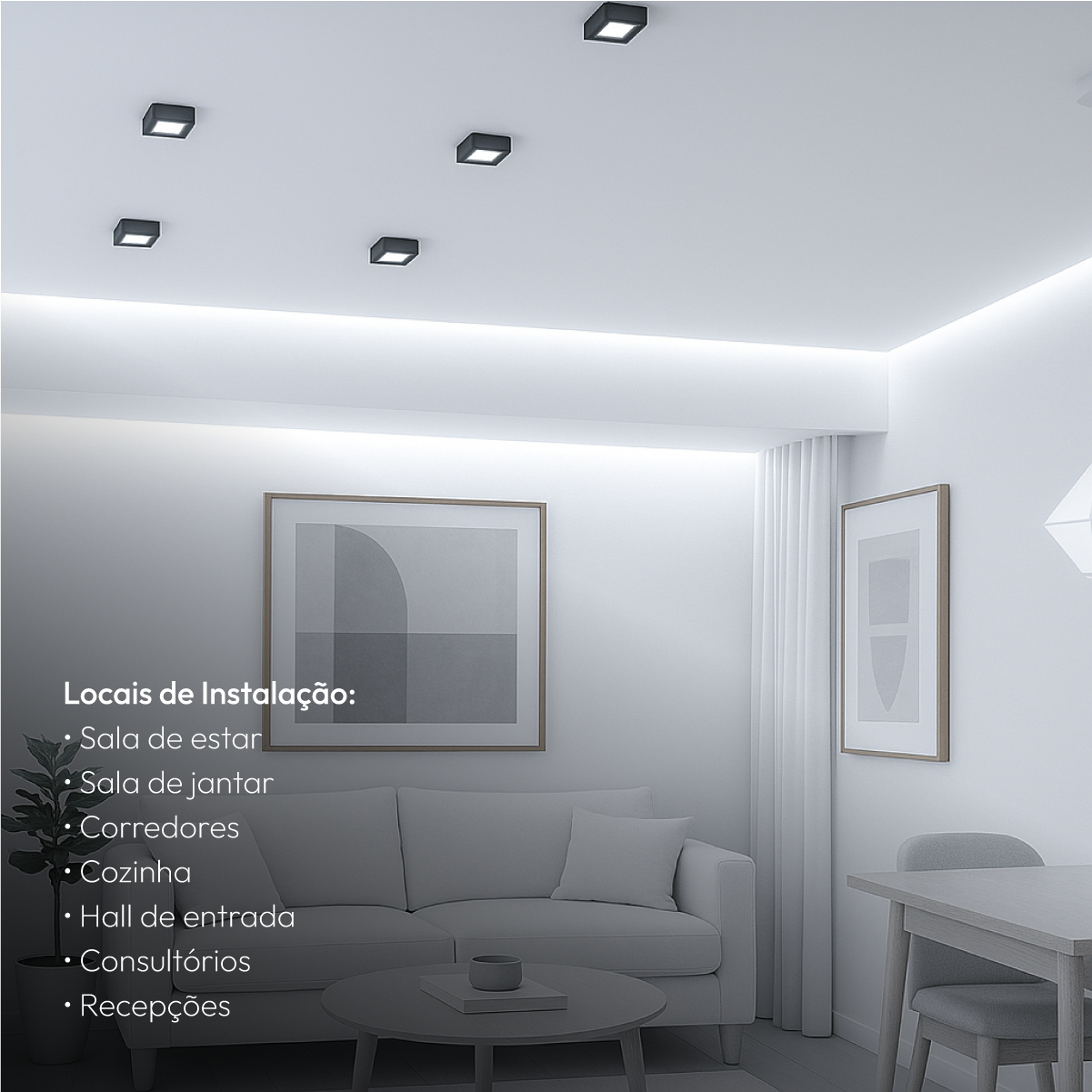Spot Led Beiral 5w 6500k 7.5Cm Quadrado Preto Alut