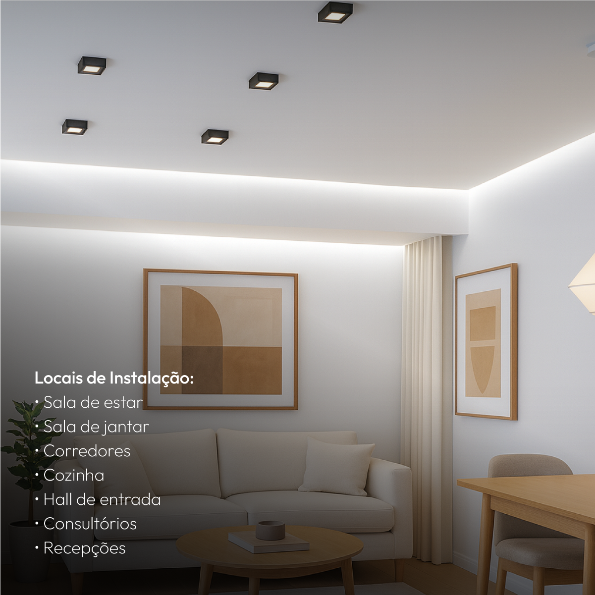 Spot Led Beiral de teto 5w 4000k Branco Neutro 7.5cm Bivolt Quadrado Preto Alut