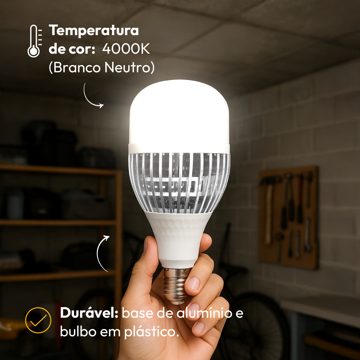 Lâmpada Led Bulbo Hp 100w 4000k Branco Neutro E27 Bivolt Alut