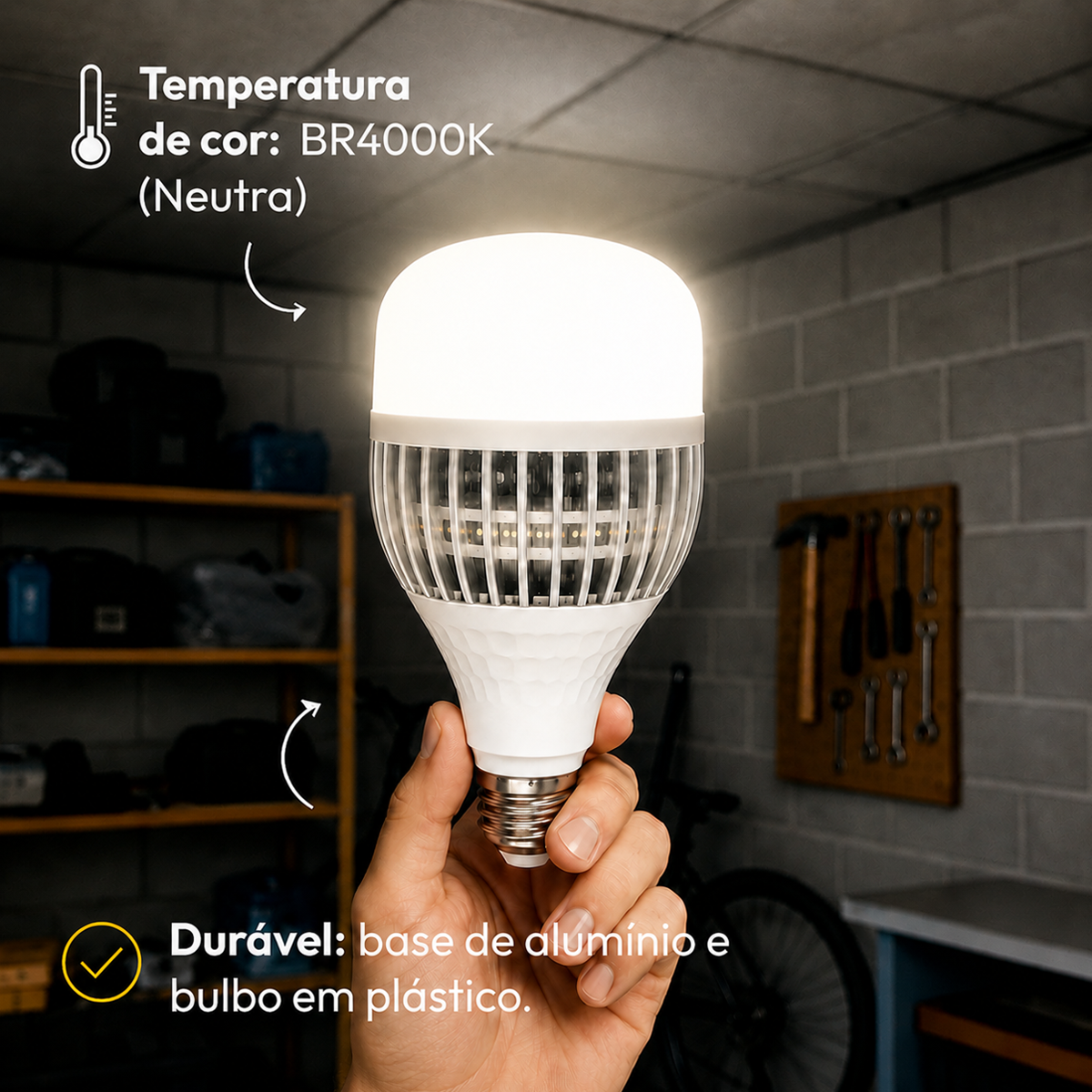 Lâmpada Led Bulbo Hp 100w 4000k Branco Neutro E27 Bivolt Alut