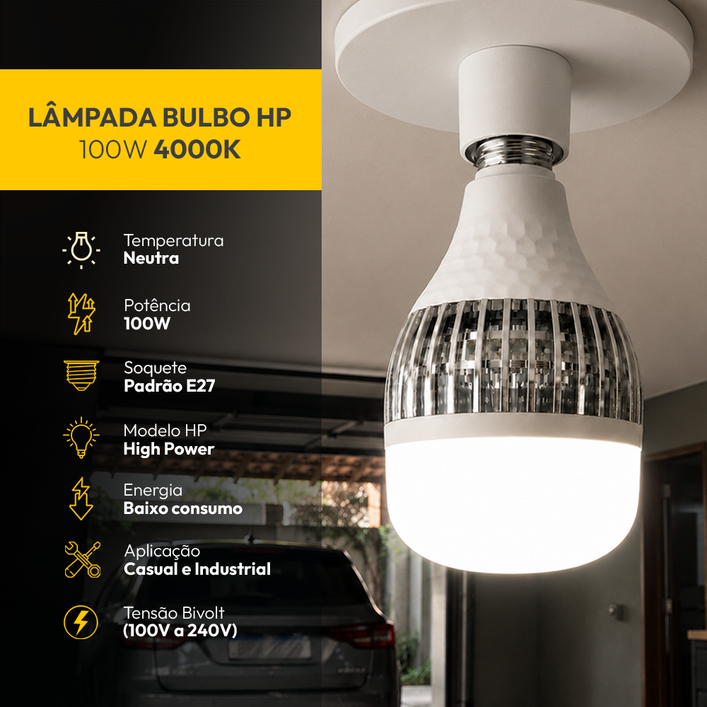 Lâmpada Led Bulbo Hp 100w 4000k Branco Neutro E27 Bivolt Alut