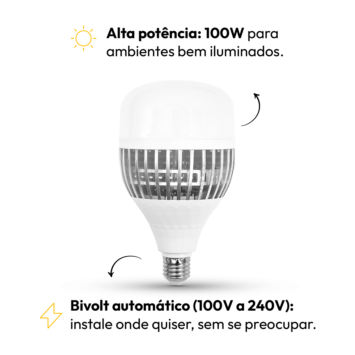 Lampada Led Bulbo Hp 100w 4000k Branco Neutro E27 110v/220v Bivolt Alut