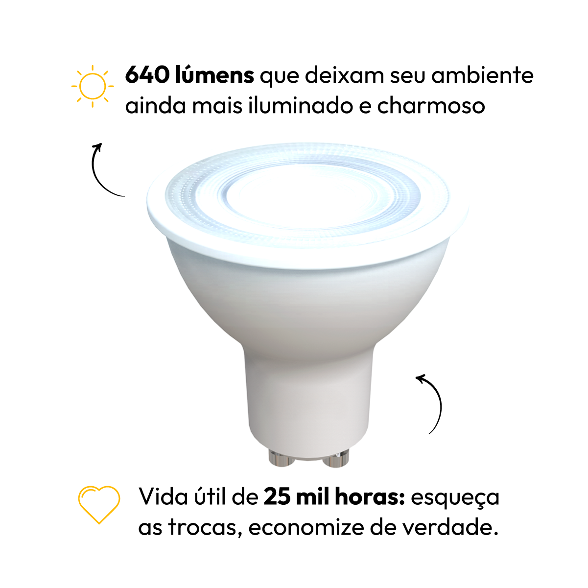 Kit 10 Lampada Led Dicróica MR16 8w 6500k Branco Frio GU10 110v/220v Branco Alut By Avant