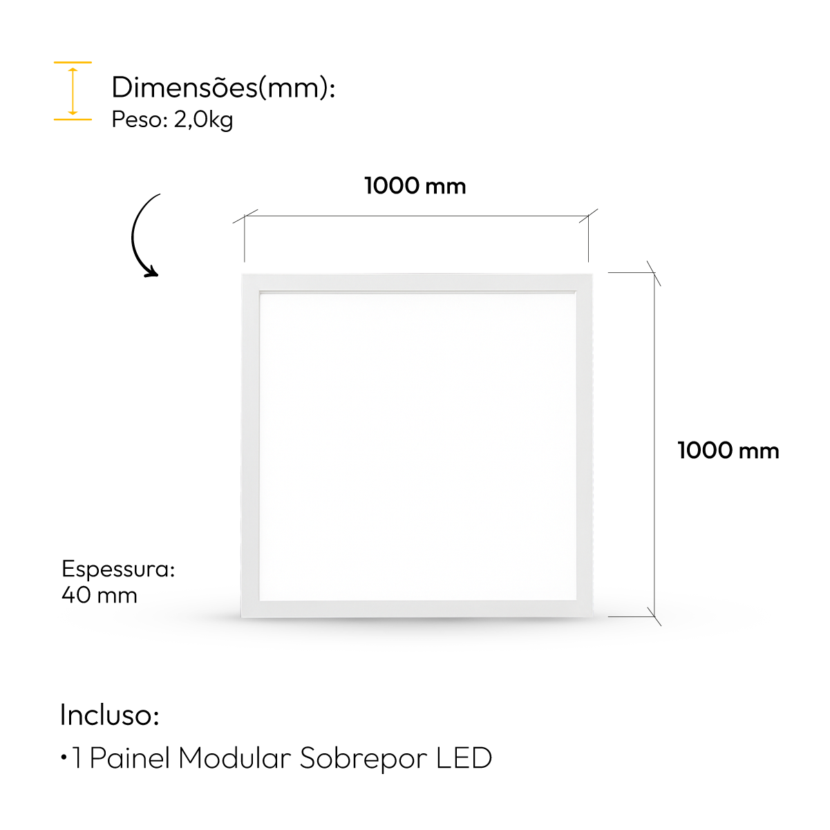 Painel Led Plafon Modular 60w 3000k Sobrepor Quadrado Alut