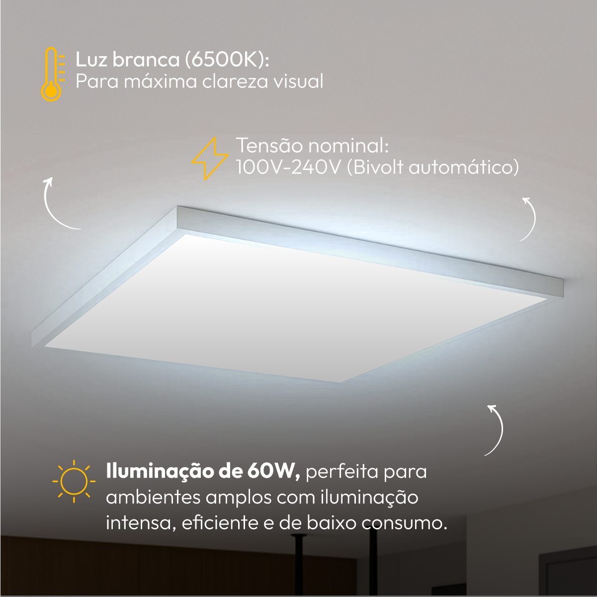 Painel Led Plafon Modular 60w 6500k Sobrepor Quadrado Alut
