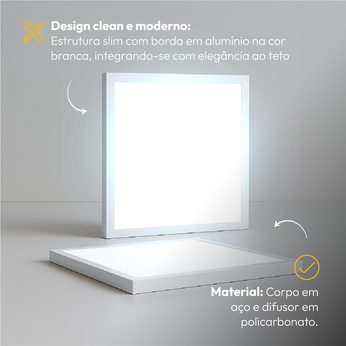 Painel Led Plafon Modular 60w 6500k Sobrepor Quadrado Alut
